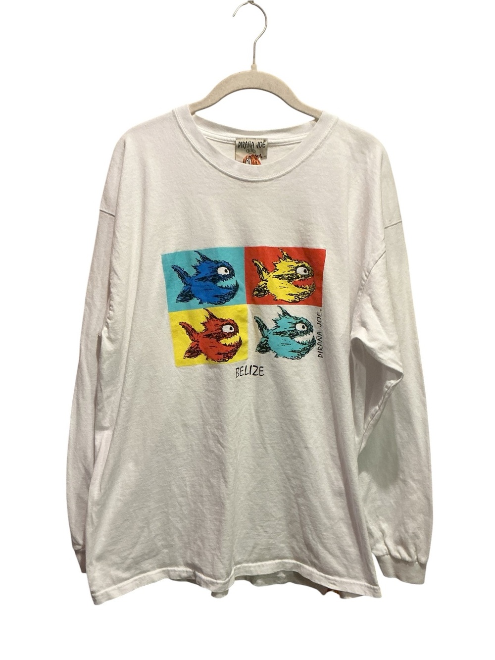 Pirana Joe Men’s Vintage Print Design 
Longsleeve T Shirt